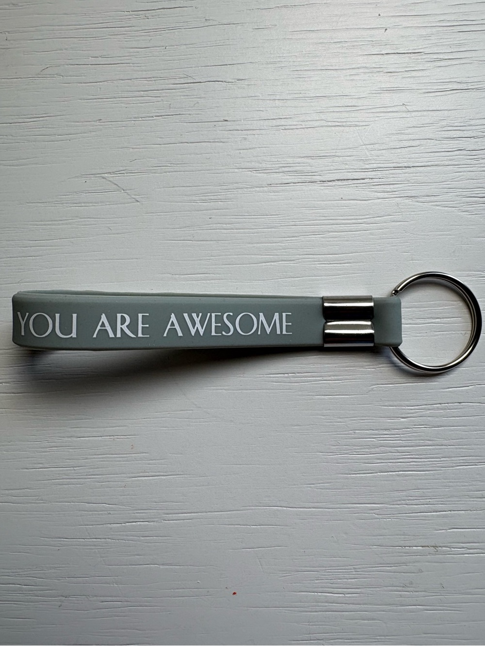 You Are Awesome Gray Rubber Bracelet Keychain